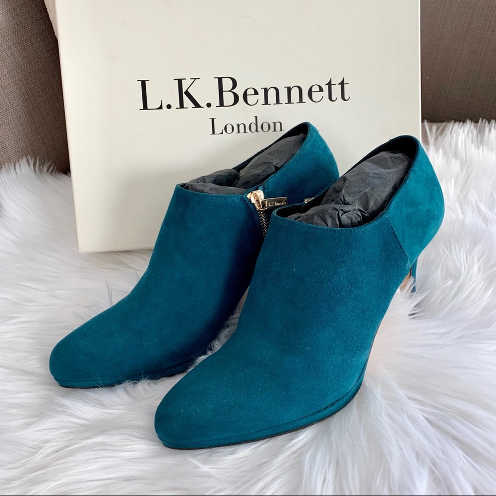 LK Bennett London Doris Peacock Suede Bootie